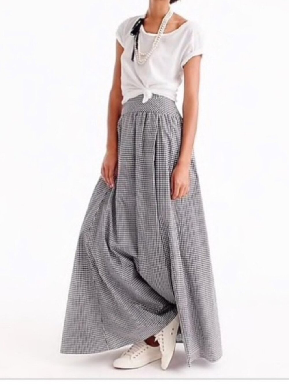 J.Crew Ball Skirt in Black White Gingham Cotton A-line Maxi Skirt 6